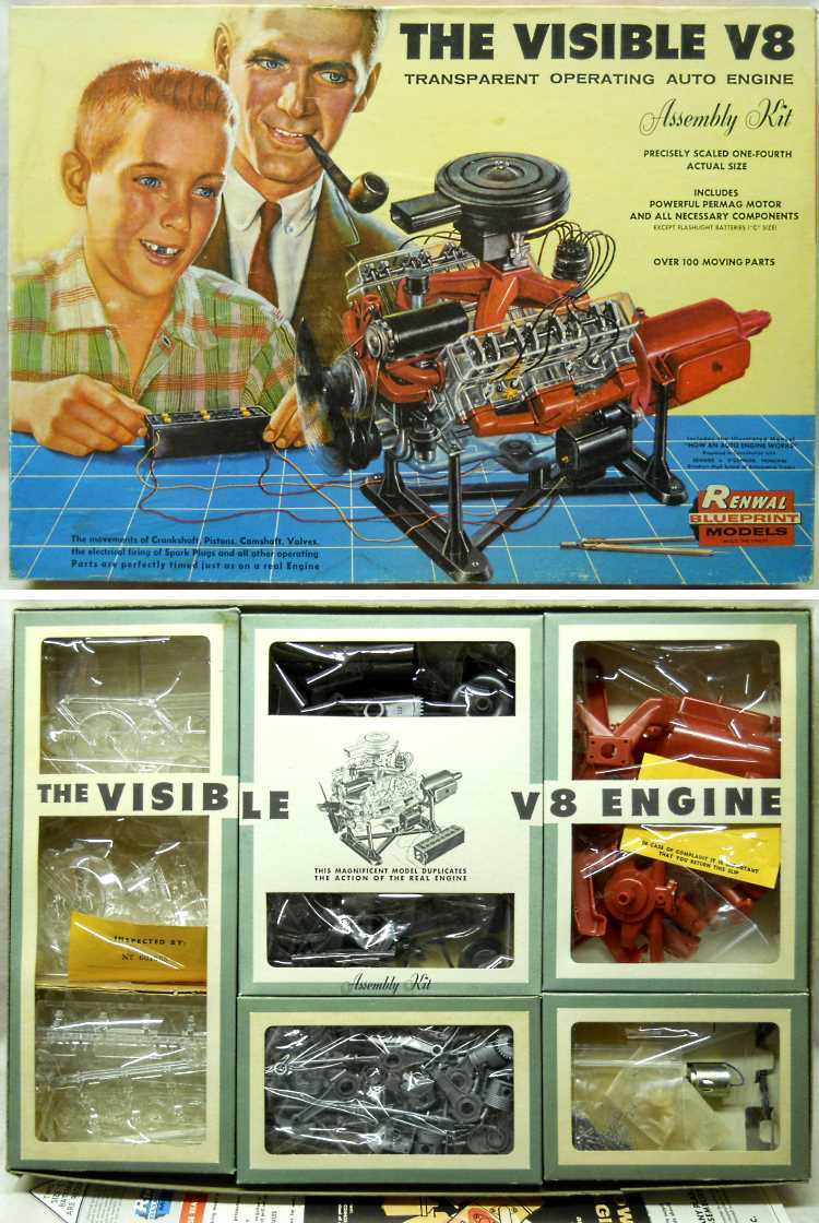 Renwal 1/4 The Visible V8 Transparent Motorized Operating Auto Engine - (V-8), 802-1298 plastic model kit